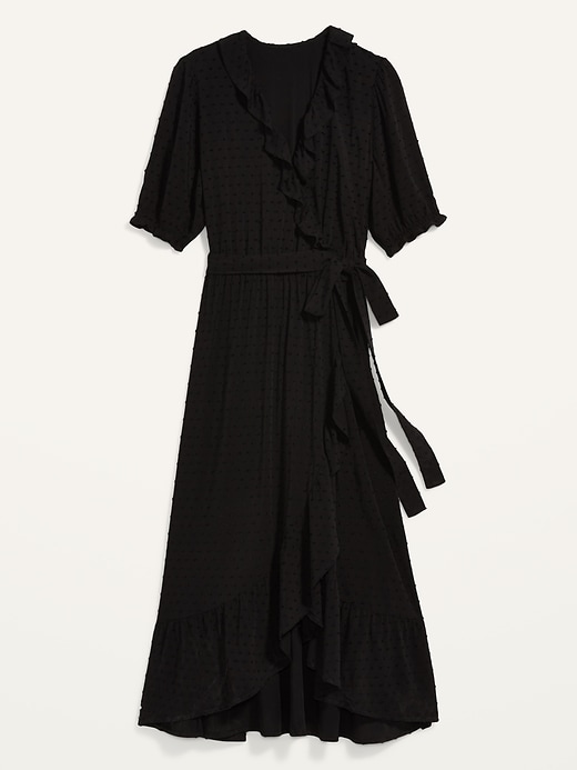 Image number 4 showing, Waist-Defined Clip-Dot Tie-Belt Midi Wrap Dress for Women