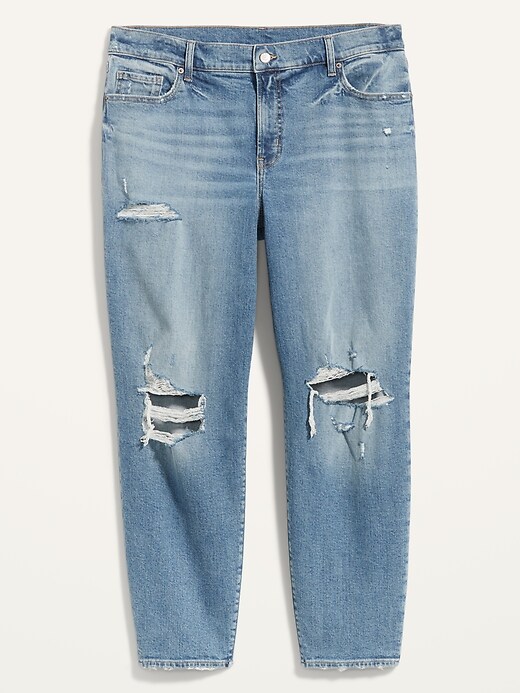 Image number 4 showing, High-Waisted Secret-Smooth Pockets O.G. Straight Plus-Size Ripped Jeans