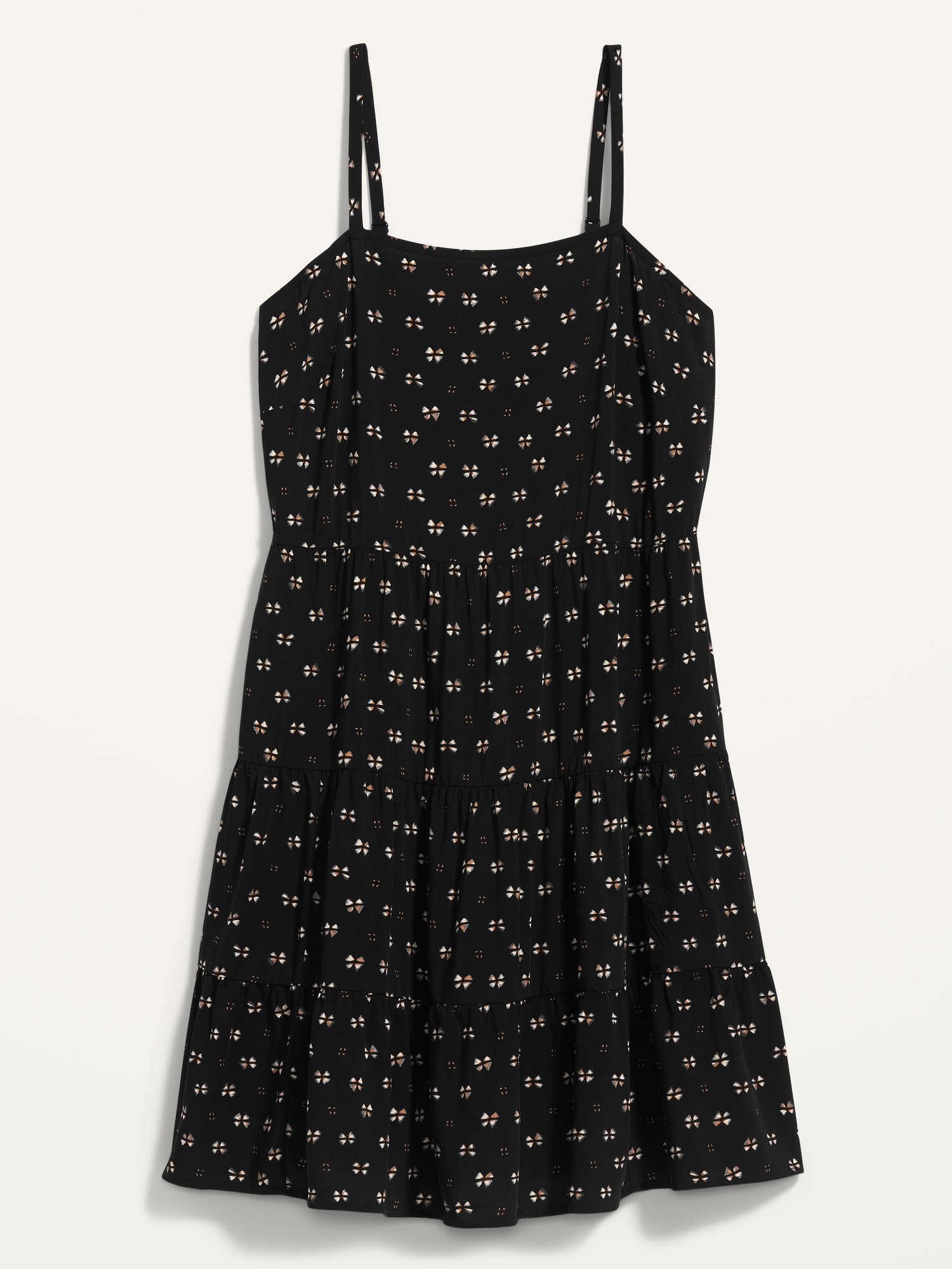 Sleeveless Tiered Printed Plus-Size Swing Dress