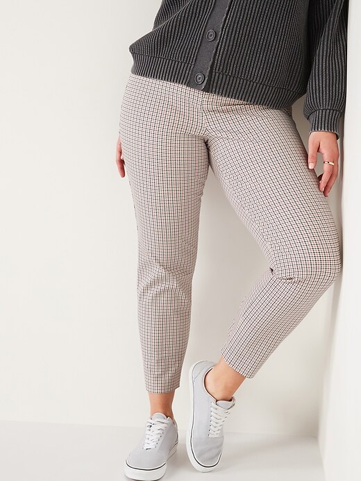 Image number 5 showing, High-Waisted Pixie Checked Straight-Leg Ankle Pants for Women