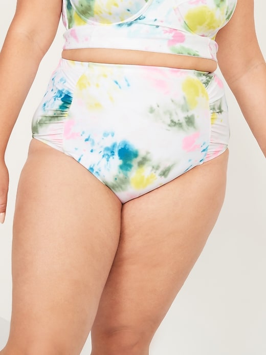 Image number 1 showing, High-Waisted Secret-Smooth Ruched Plus-Size Swim Bottoms