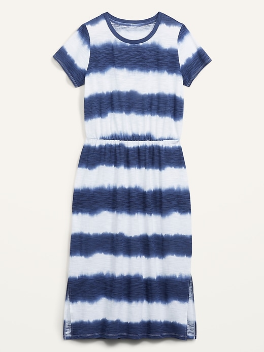 View large product image 2 of 2. Waist-Defined Tie-Dye Stripe Midi Dress for Women