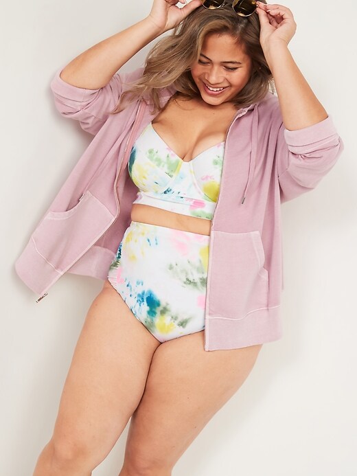 Image number 3 showing, High-Waisted Secret-Smooth Ruched Plus-Size Swim Bottoms