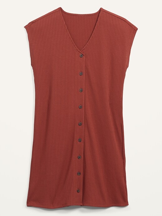 Image number 4 showing, Rib-Knit Button-Front Shift Dress for Women