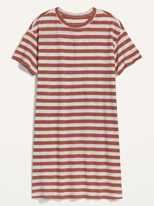 Image number 4 showing, Loose Vintage Striped Slub-Knit T-Shirt Shift Dress for Women