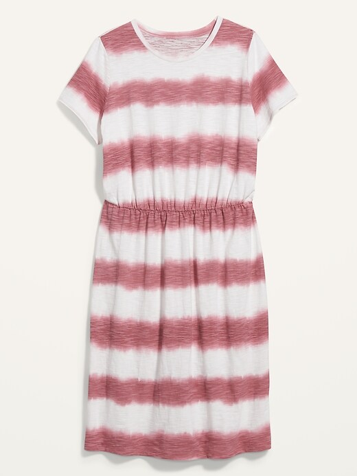 View large product image 2 of 2. Waist-Defined Tie-Dye Stripe Plus-Size Midi Dress