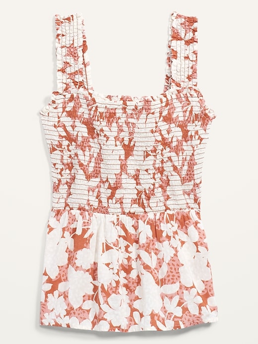 Image number 4 showing, Sleeveless Smocked-Bodice Floral-Print Top for Women