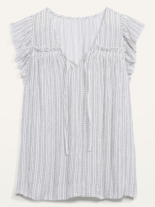 Image number 4 showing, Ruffled Crinkle-Texture Tie-Front Blouse for Women