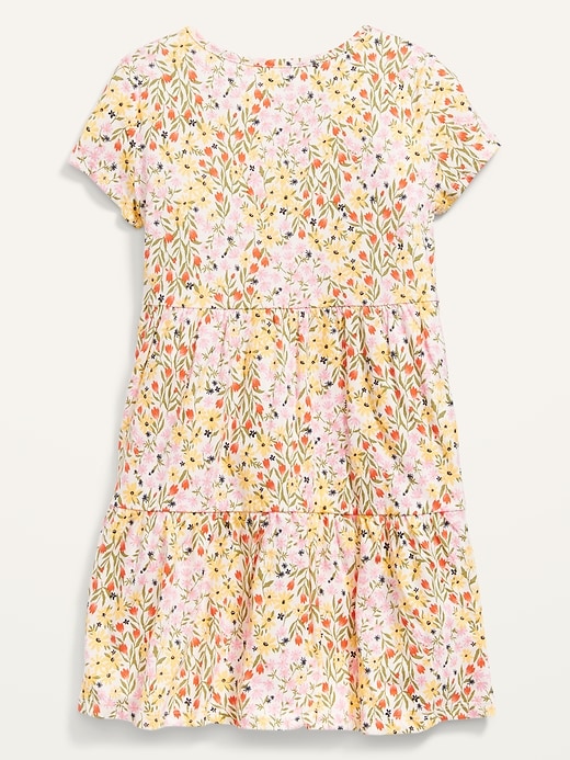 View large product image 2 of 2. Short-Sleeve Tiered Floral Dress for Girls