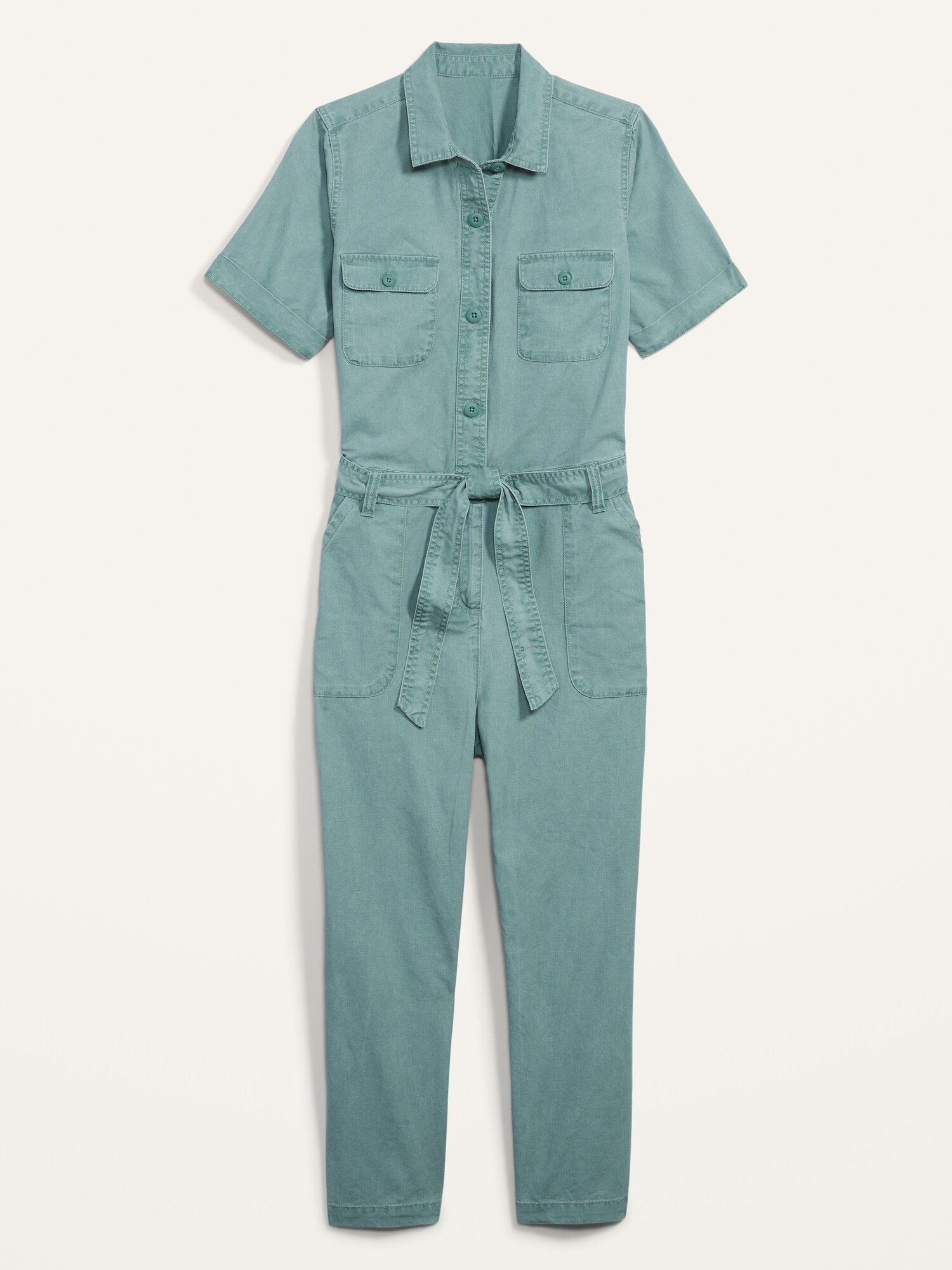 Garment Dyed Tie Belt Utility Jumpsuit For Women Old Navy