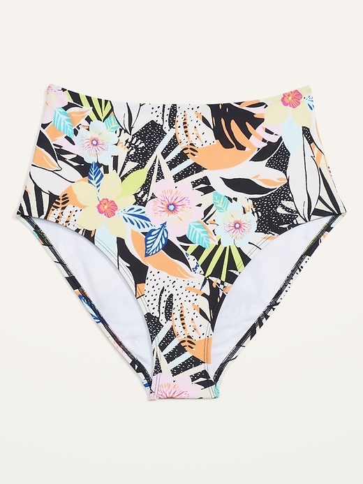 Image number 4 showing, High-Waisted Tropical-Print Swim Bottoms