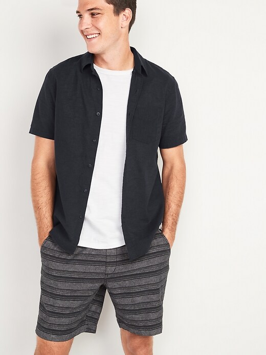 Image number 1 showing, Relaxed-Fit Linen-Blend Short-Sleeve Shirt