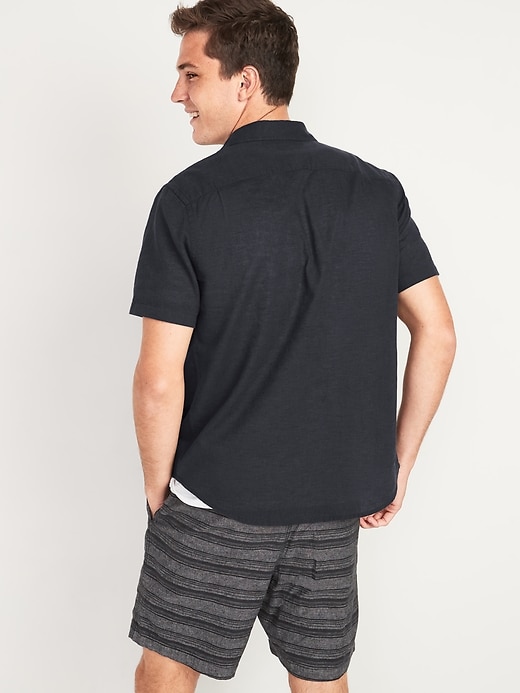 Image number 2 showing, Relaxed-Fit Linen-Blend Short-Sleeve Shirt