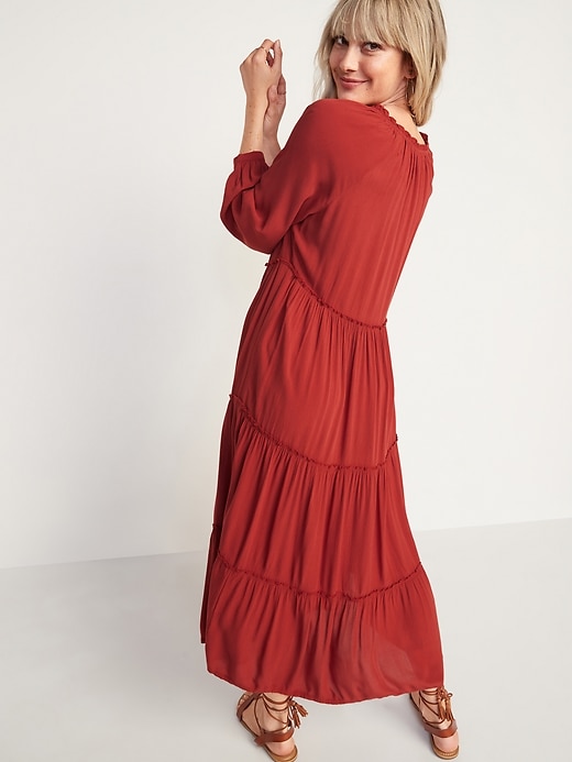 Image number 2 showing, Crinkle-Crepe Ruffle-Tiered Maxi Swing Dress