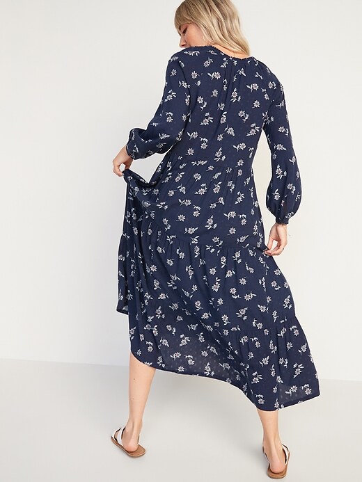 Image number 2 showing, Floral-Print Textured-Dobby Midi Swing Dress for Women