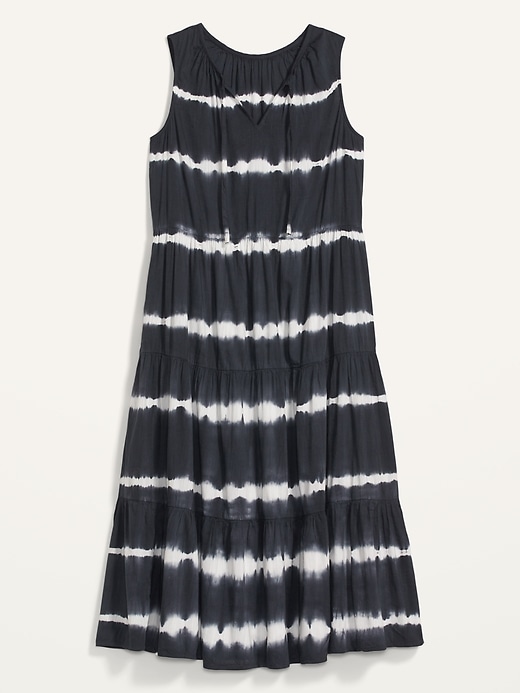 View large product image 2 of 2. Tiered Tie-Neck Tie-Dyed Midi Swing Dress
