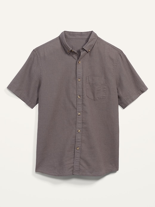 View large product image 2 of 2. Relaxed-Fit Linen-Blend Short-Sleeve Shirt