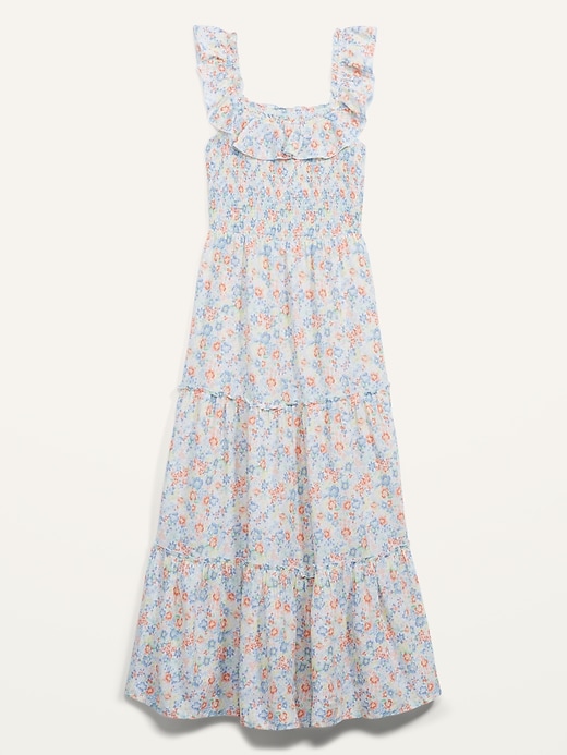 Image number 4 showing, Ruffled Smocked-Bodice Floral Sleeveless Maxi Dress