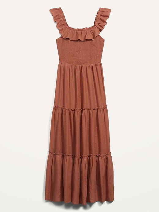 Image number 4 showing, Ruffled Smocked-Bodice Embroidered Sleeveless Maxi Dress for Women