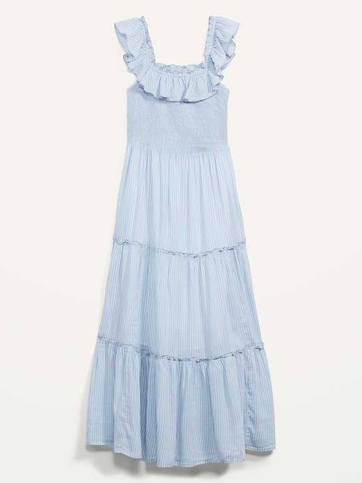 Image number 4 showing, Ruffled Smocked-Bodice Striped Sleeveless Maxi Dress