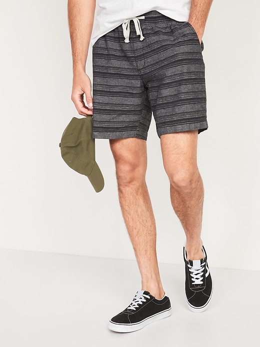 View large product image 1 of 2. Striped Linen-Blend Jogger Shorts -- 9-inch inseam
