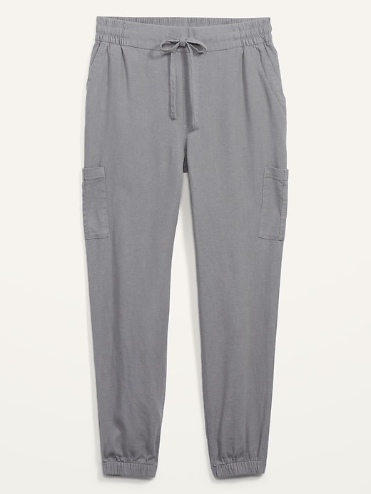 Image number 4 showing, High-Waisted Linen-Blend Tapered Jogger Pants for Women