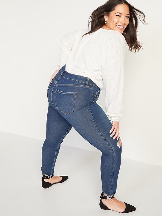Image number 8 showing, Mid-Rise Medium-Wash Super Skinny Ankle Jeans for Women