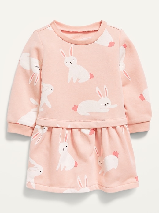 View large product image 1 of 2. Bunny-Print Sweatshirt Dress for Baby