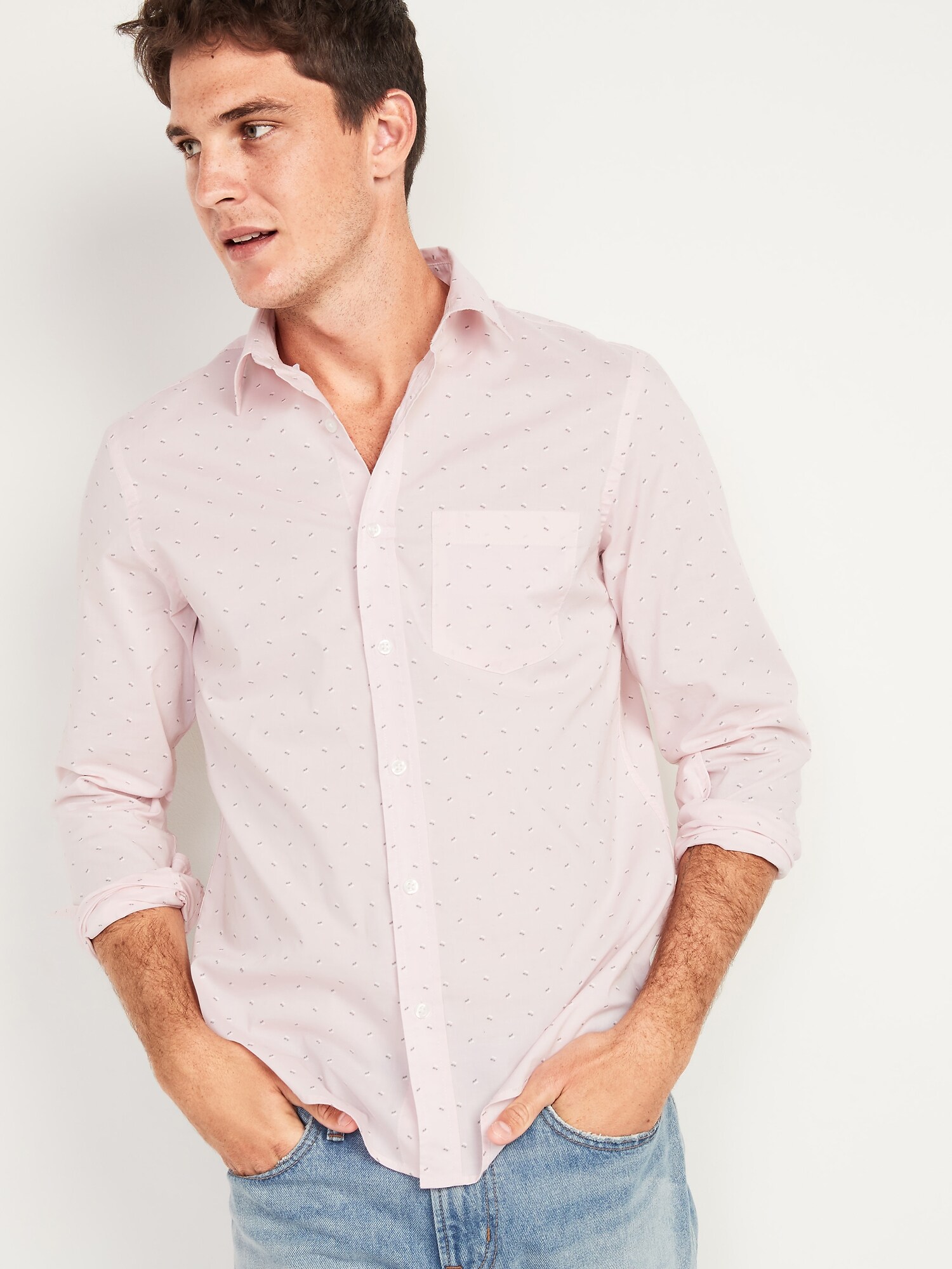 Slim-Fit Built-In Flex Everyday Printed Shirt for Men
