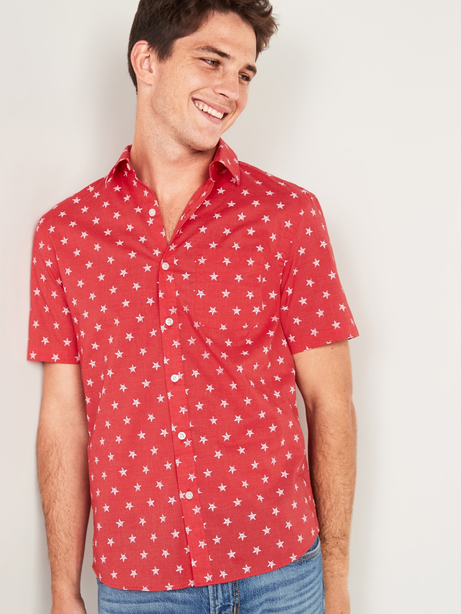 Built-In Flex Everyday Printed Short-Sleeve Shirt for Men