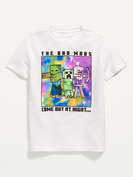 View large product image 1 of 2. Minecraft&#153 "The Bad Mobs Come Out at Night..." Gender-Neutral Graphic Tee for Kids