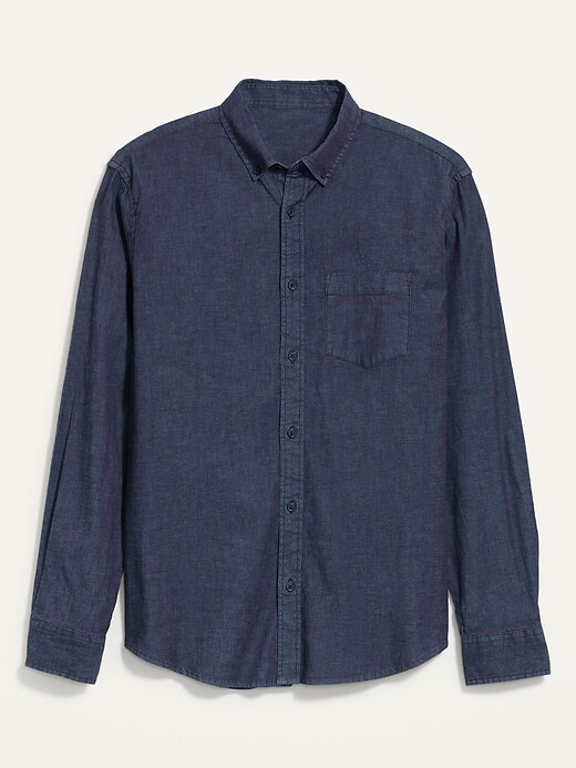 View large product image 2 of 2. Slim-Fit Built-In Flex Chambray Everyday Shirt
