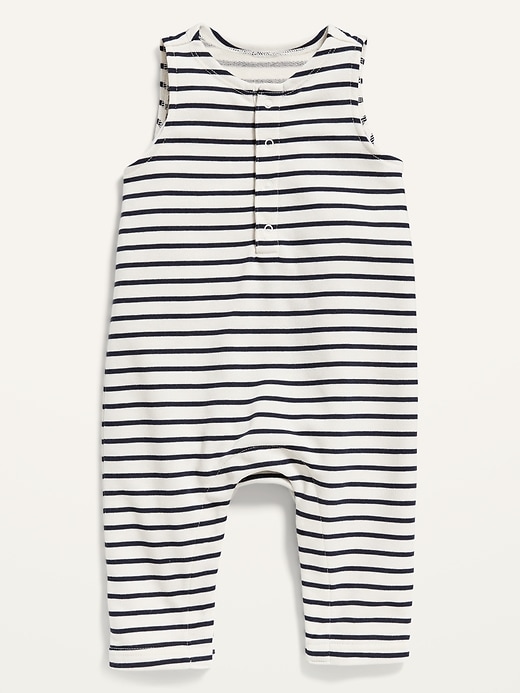 View large product image 1 of 2. Unisex French Terry Striped Henley One-Piece for Baby