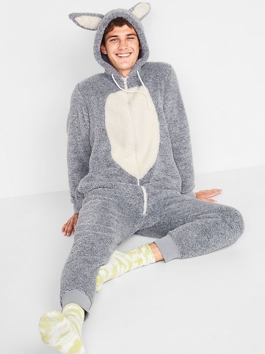Old Navy Cozy Hooded One-Piece Bunny Pajamas for Men. 1