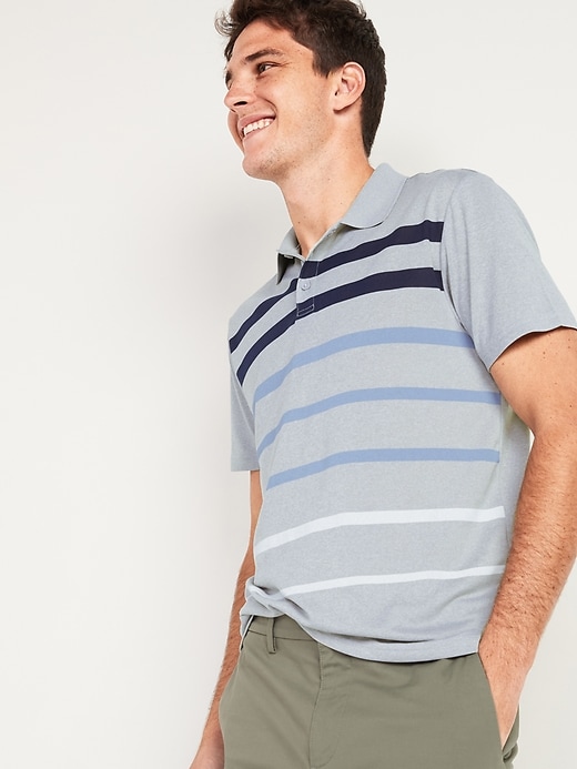 View large product image 1 of 2. Go-Dry Cool Odor-Control Gradient Stripe Core Polo Shirt