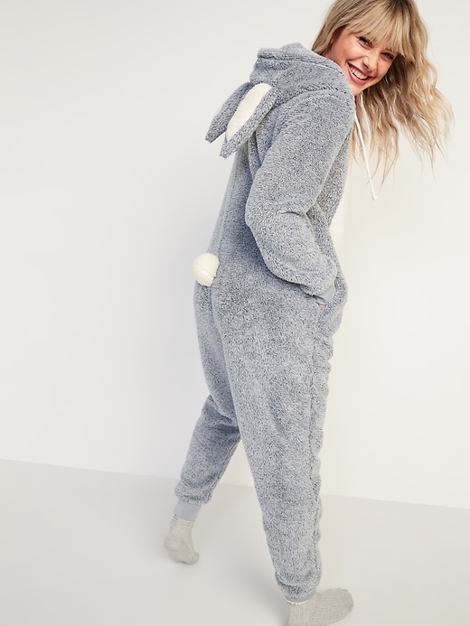 Image number 2 showing, Cozy Hooded One-Piece Bunny Pajamas