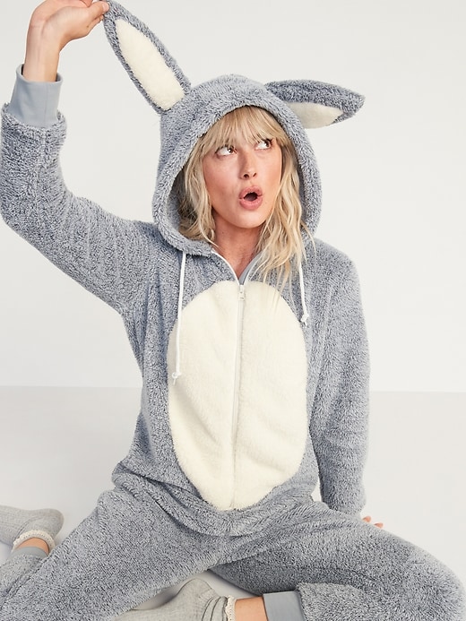 Image number 3 showing, Cozy Hooded One-Piece Bunny Pajamas