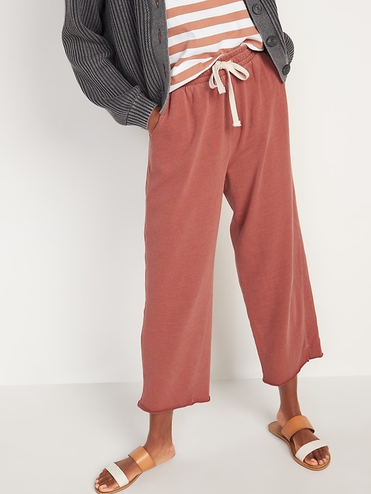 View large product image 1 of 2. Extra High-Waisted Garment-Dyed Cropped Sweatpants