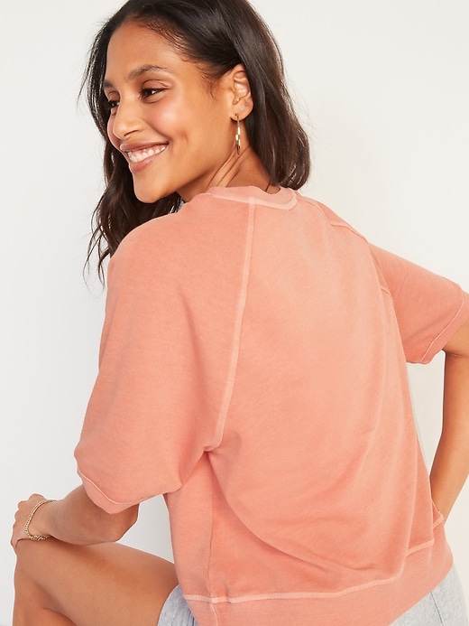 Image number 2 showing, Vintage Garment-Dyed Elbow-Sleeve Sweatshirt