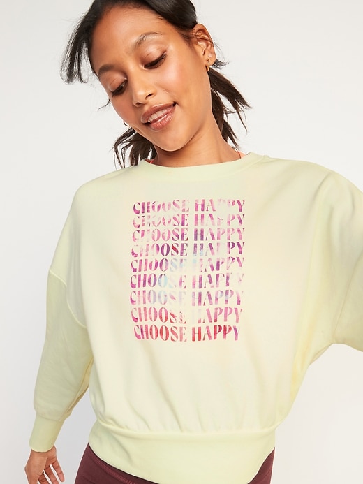 Loose Graphic Cropped Crew-Neck Sweatshirt for Women