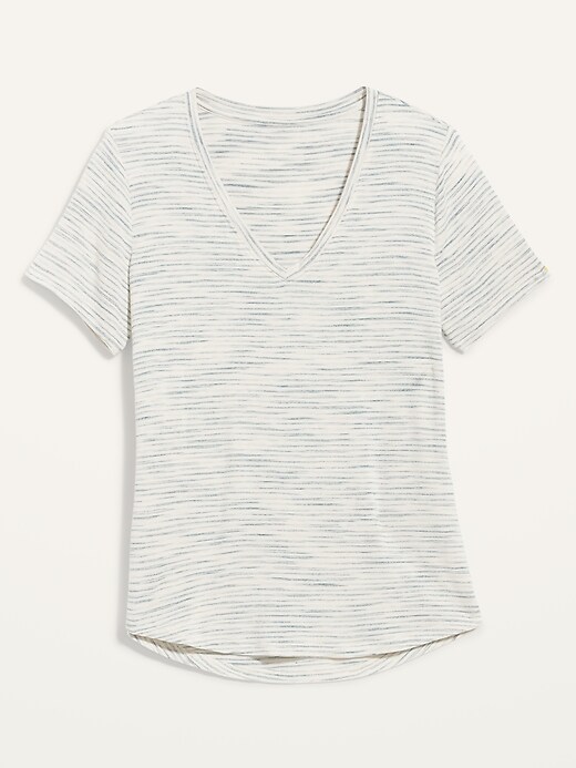 Image number 4 showing, Luxe Space-Dye Stripe V-Neck Tee