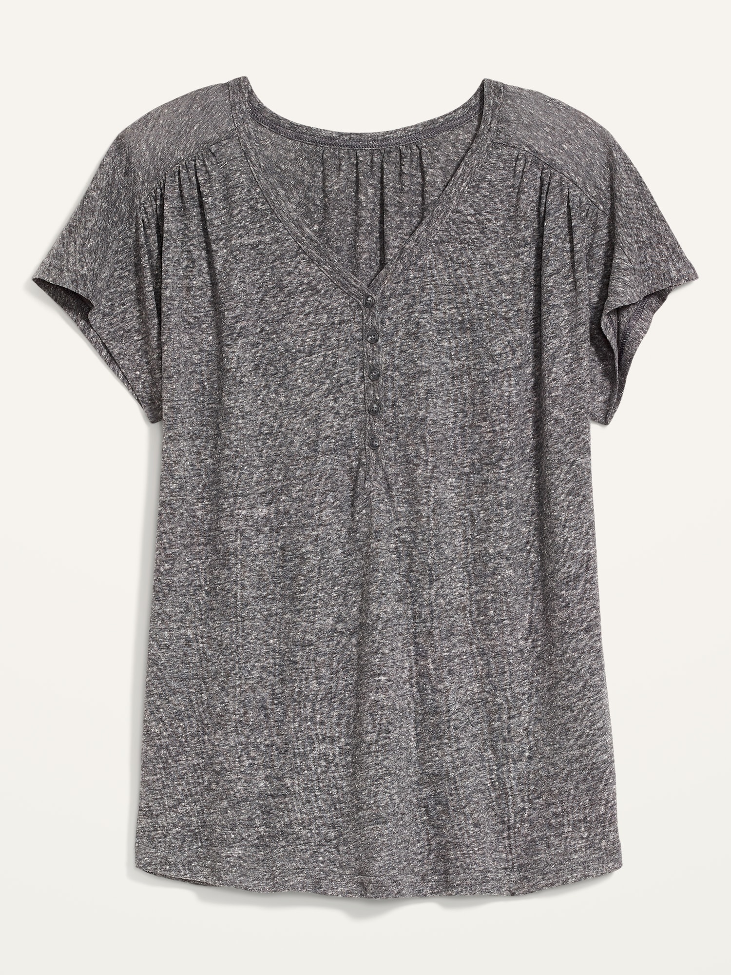 Loose V Neck Linen Blend Henley T Shirt For Women Old Navy