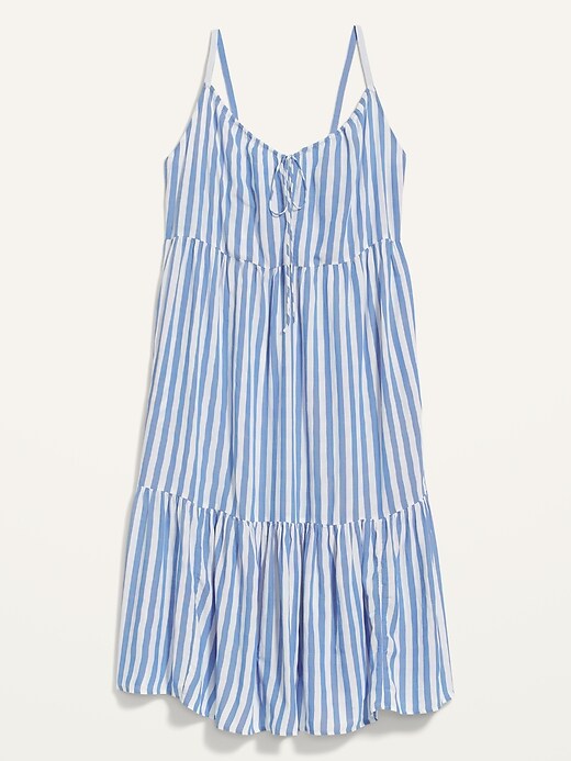 Image number 4 showing, Striped Tiered Tie-Front Maxi Swing Plus-Size Sundress