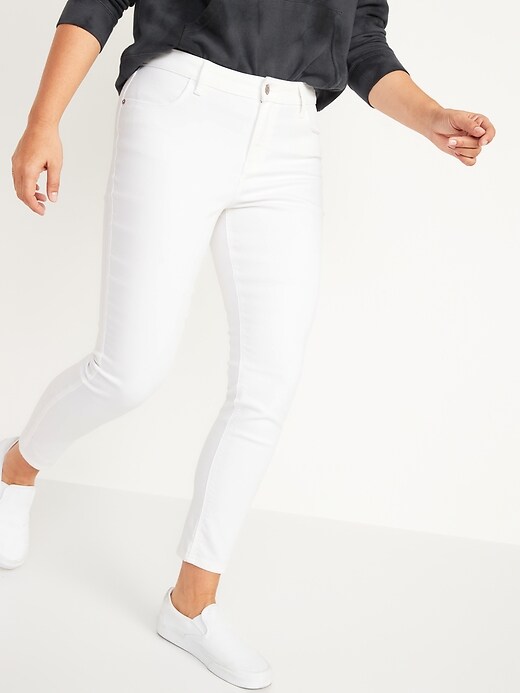 Image number 6 showing, Mid-Rise White Super Skinny Ankle Jeans for Women