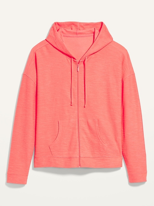 Image number 4 showing, Lightweight Textured Plus-Size Cropped Zip Hoodie