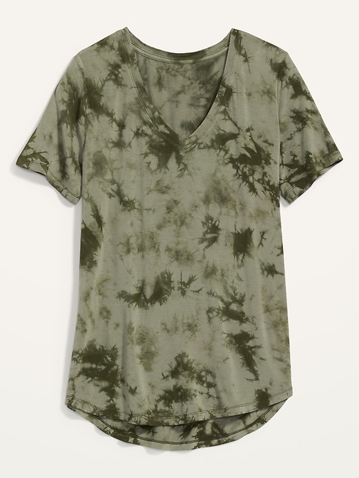 View large product image 2 of 2. Luxe Tie-Dye V-Neck T-Shirt for Women