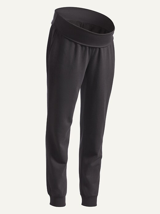 View large product image 1 of 1. Maternity Rollover-Waist Vintage Jogger Sweatpants