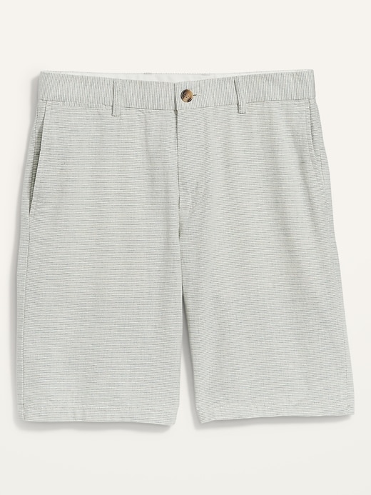 Image number 4 showing, Slim Ultimate Micro-Stripe Linen-Blend Shorts -- 10-inch inseam