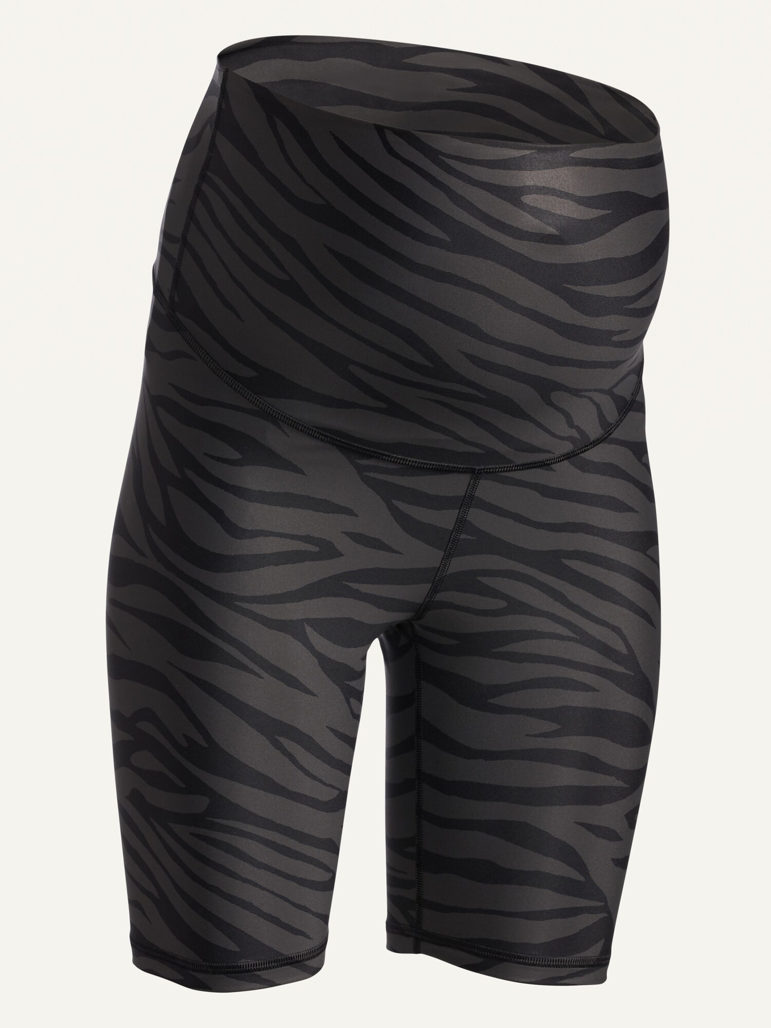 Old Navy Maternity Rollover-Waist PowerSoft Zebra-Print Biker Shorts -- 8-inch inseam