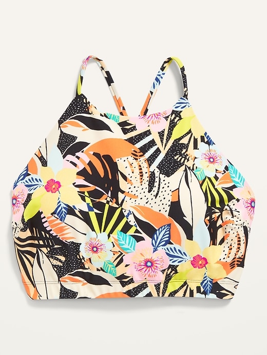 Image number 4 showing, High-Neck Floral-Print Cropped Tankini Swim Top